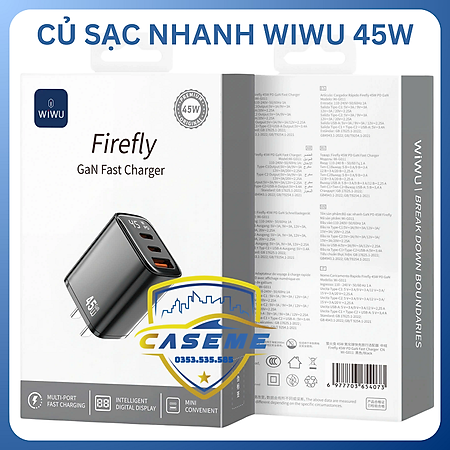 Củ Sạc Nhanh Firefly 45W PD GaN Wi-G011 - Hàng Chính Hãng