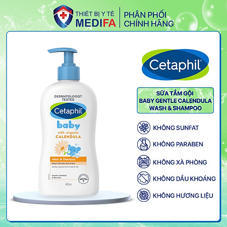 Cetaphil tắm gội hữu cơ Organic - Cetaphil Baby Wash & Shampoo with Organic Calendula