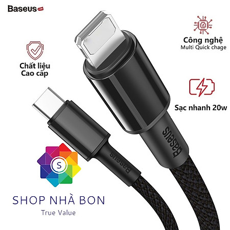 Cáp sạc nhanh Type C to IP 20W Baseus High Density Braided dùng cho iPhone 12/11/XS Max Series- Hàng nhập khẩu