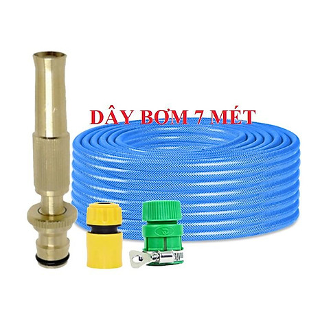 Bộ dây vòi xịt nước rửa xe, tưới cây . tăng áp 3 lần,loại 7m,10m 206587 cút sập,nối nhựa vàng+ tặng túi đựng bút