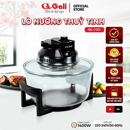 Lò nướng thủy tinh đa năng Gali GL-1121 17 lít 1300w, hàng chính hãng bảo hành 24 tháng, tặng kèm 10 phụ kiện tiện lợi