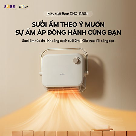 Quạt Sưởi Gốm Bear Máy Sưởi Mini Máy Sưởi Nhà Tắm Chống Thấm Nước Gió Nóng Lạnh Sử Dụng 4 Mùa Tiết Kiệm Điện DNQ-E20N1- Hàng Chính Hãng