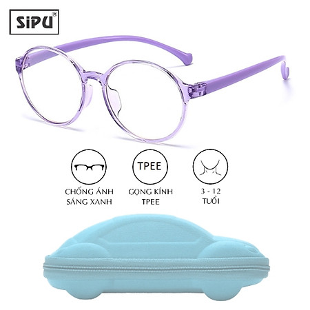 Mắt Kính Trẻ Em SiPU Chính Hãng MK17 Chống Ánh Sáng Xanh + Chống gãy - Bé Trai Bé Gái (Kèm Hộp Ô Tô)