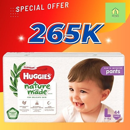 Tã Quần Siêu Cao Cấp Huggies Platinum Nature Made L44 (44 Miếng)