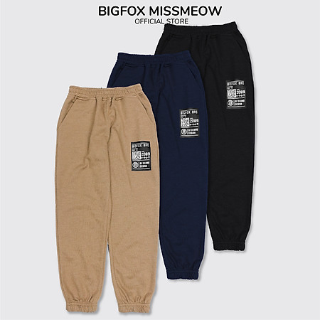 Quần dài thu đông bé trai Bigfox Miss Meow chất nỉ dày ấm áp kiểu jogger size đại trẻ em từ 3-15 tuổi 30kg, 50kg