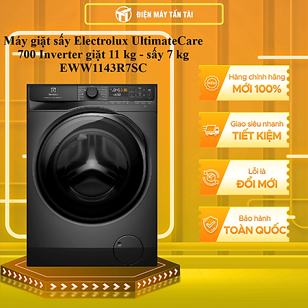 Máy giặt sấy Electrolux UltimateCare 700 Inverter giặt 11 kg - sấy 7 kg EWW1143R7SC - HÀNG CHÍNH HÃNG - CHỈ GIAO HCM