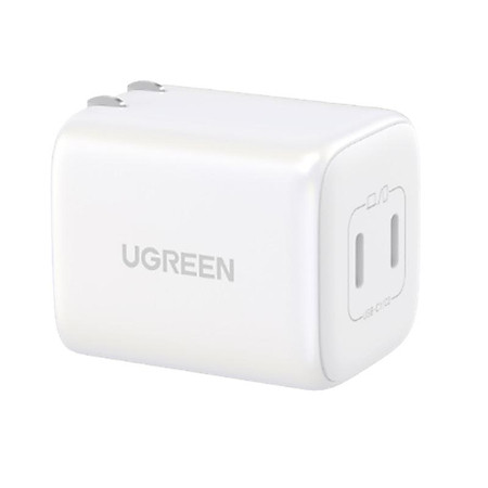 Ugreen 15331 45W Bộ sạc nhanh Nexode GaN 2 cổng USB Type-C PD3.0 Màu Trắng chuẩn cắm US foldable cd294 - Hàng chính hãng