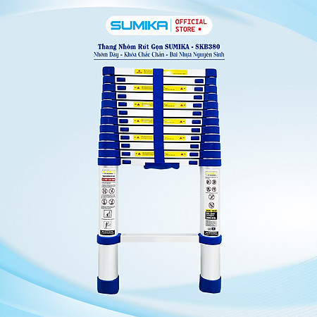 Thang nhôm rút gọn SUMIKA SKB380 - Chiều cao tối đa 3,8m, chiều cao rút gọn 0.81m, tải trọng 300kg