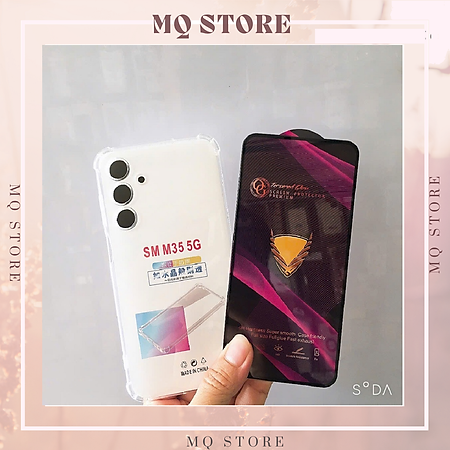 Ốp lưng và cường lực cho Samsung Galaxy M35 5G - Loại trong suốt chống sốc 4 góc ( hàng chính hãng)