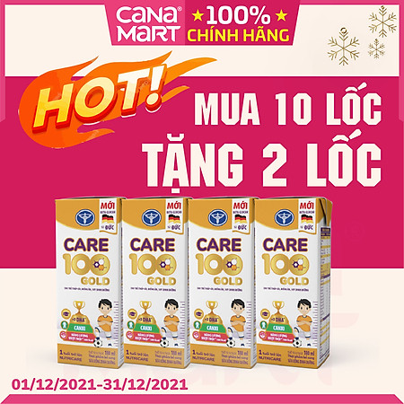 Thùng sữa nước pha sẵn Nutricare Care 100 GOLD cho trẻ thấp còi, biếng ăn từ 1 tuổi (180ml)