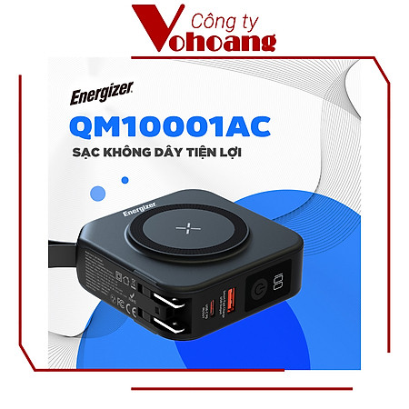 Sạc dự phòng Energizer QM10001AC Thông minh Sạc nam châm từ tính Dung lượng 10000mAh - Hàng chính hãng