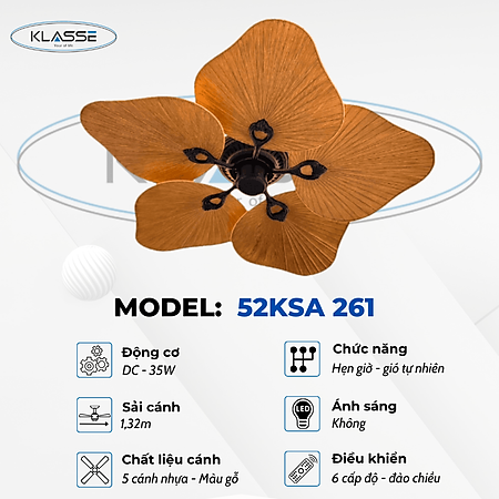 Quạt trần không đèn Klasse 48KSA 261 hàng chính hãng