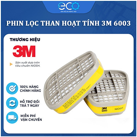 Phin lọc than hoạt tính 3M 6003 lọc hơi hữu cơ và khí axit, phun thuốc, phun sơn, lọc mùi dùng cho mặt nạ phòng độc 3M