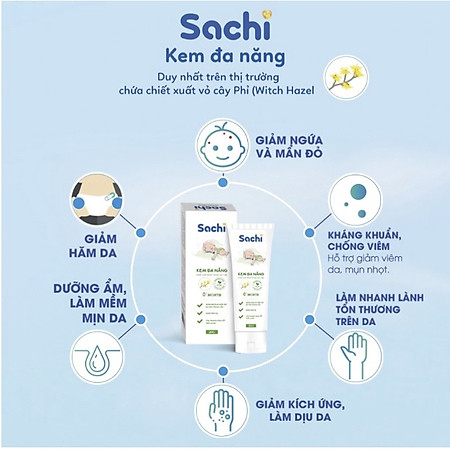 Kem đa năng Sachi cho trẻ từ 0m+ , an toàn dịu mát da cho bé giảm hăm da, rôm sảy, mẩn ngứa