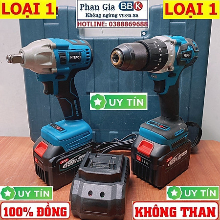 Bộ Combo 2 Máy Gồm Máy Khoan Pin Và Máy Siết Bulong 199V 2 Pin 15 Cell (Tặng Hộp Đựng) - Bảo Hành 12 Tháng