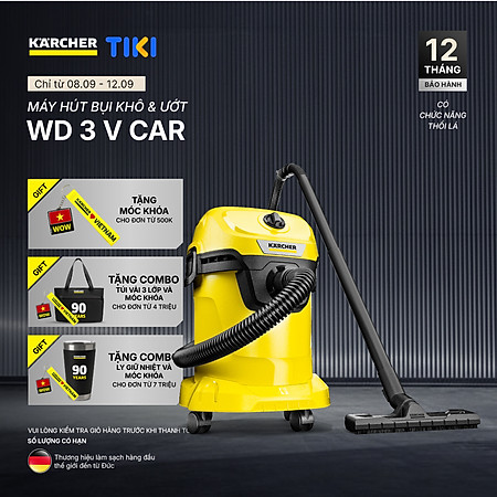 Máy hút bụi đa năng khô và ướt  WD 3 V Car dành cho Karcher - Công suất 1000W - Dùng cho gia đình và ô tô - Hàng Chính Hãng