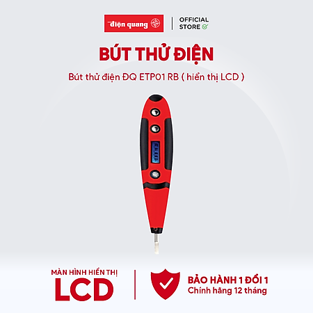 Bút thử điện Điện Quang ĐQ ETP01 RB (hiển thị LCD, đỏ đen)