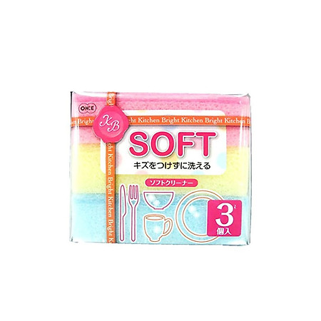 Set 03 miếng mút rửa chén bát Ohe - Hàng nội địa Nhật Bản nhập khẩu chính hãng