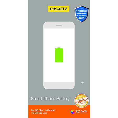 Pin PISEN dung lượng chuẩn cho iphone XSMax - Hàng chính hãng