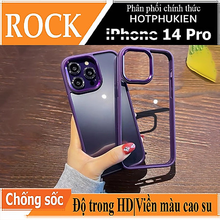 Ốp lưng chống sốc viền cao su cho iPhone 14 Pro (6.1 inch) thiết kế mặt lưng trong suốt Hiệu Rock hybrid Protective Case (độ đàn hồi cao, bảo vệ toàn diện, tản nhiệt tốt) - hàng nhập khẩu