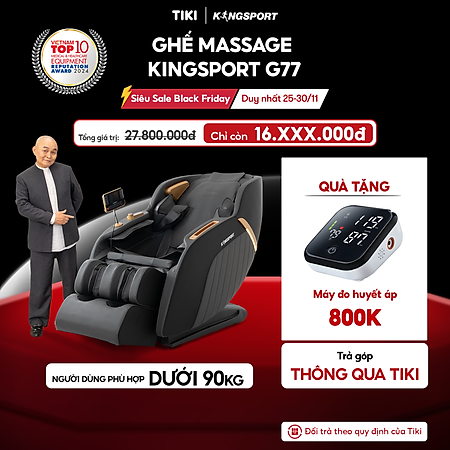 Ghế massage KINGSPORT G77 New màu sắc hiện đại, tích hợp điều khiển bằng giọng nói, khung ghế rộng rãi và thoải mái