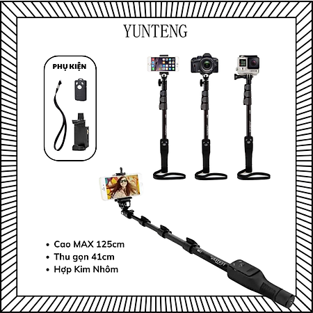 Gậy chụp ảnh Yunteng VCT 1288 phụ kiện chup hảnh, quay video nhỏ gọn và tiện lợi - hàng chính hãng