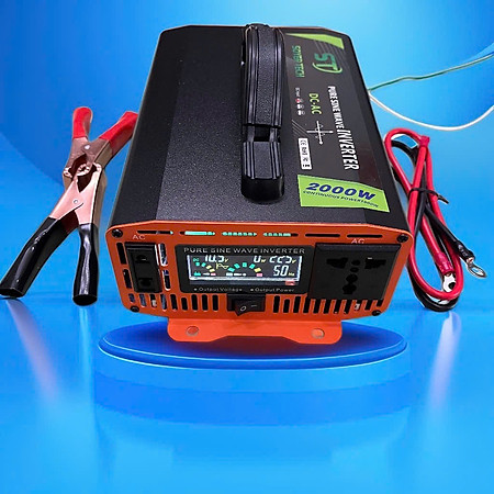 Hàng Nhật - Bộ Kích Điện 12V Lên 220V 2000W Sóng Sin Chuẩn, Màn Hình LED Báo Vôn, Dòng Tải, Nhiệt Độ Cao Cấp
