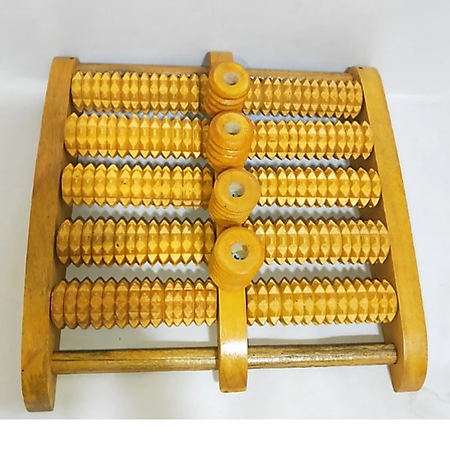 Bàn lăn massage chân 5 hàng bằng gỗ thủ công