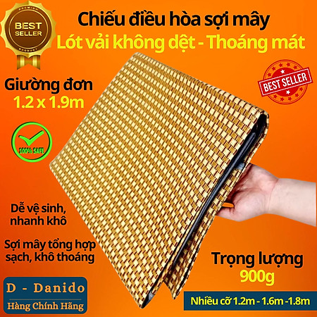 Chiếu điều hòa sợi mây tổng hợp lót vải không dệt cao cấp hàng xuất khẩu 2 mặt giá rẻ 1m2 1m6 1m8 chính hãng