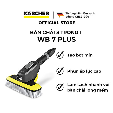 Bàn chải đa năng 3 trong 1 WB 7 Plus Karcher: kết hợp với máy phun rửa áp lực cao Karcher để làm sạch xe hơi, xe máy - Hàng Chính Hãng