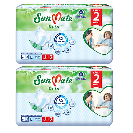 Combo 2 Tã dán người lớn SunMate XA2 mới size L-18+2 miếng