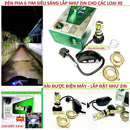 Đèn Pha LED 6 Tim Hàng Xịn Siêu Sáng RTD-M02E - Lắp Ô Tô, Xe Máy Mẫu Mới Nhất