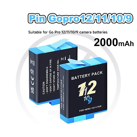 ROGTZ Pin GoPro HERO 12/11/10/9 3.85V 2000mAh 7.7Wh AHDBT-901 - Hàng Nhập Khẩu