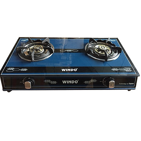 Bếp Gas Đôi mặt kiếng cao cấp Windo , điếu gan, chén đồng W8080 - Hàng Chính Hãng
