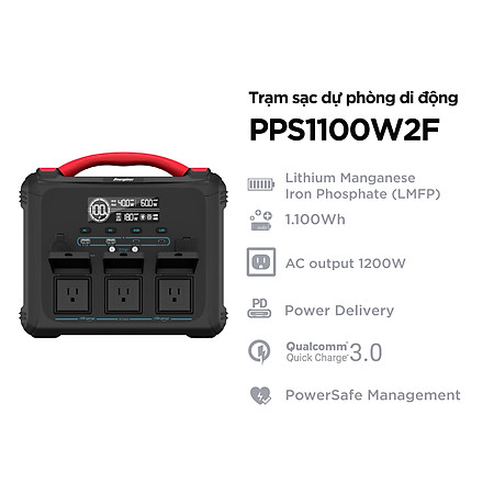 Trạm sạc dự phòng di động Energizer công suất 1100Wh|1200W LMFP, mang theo Du lịch/Camping/Leo Núi  - Hàng chính hãng