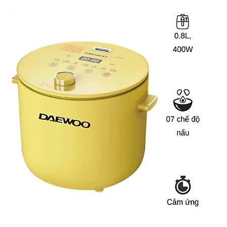 Nồi cơm điện đa chức năng Daewoo DWRC-Y201 1L lòng nồi phủ Ceramic, với 7 chế độ nấu -Hàng chính hãng