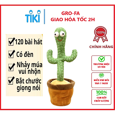 Cây Xương Rồng Nhồi Bông Có Nhạc ,Uốn Lượn , Biết Nhảy Biết Múa, Nhại Tiếng Và Có Đèn Nháy - Chính Hãng GROFA