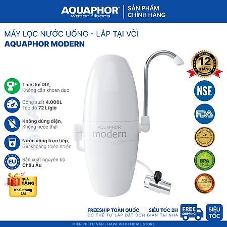 Máy Lọc Nước Uống Trực Tiếp AQUAPHOR MODERN - Công nghệ NANO Aqualen độc quyền - Hàng Chính Hãng, Nhập Khẩu Châu Âu