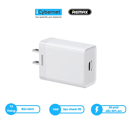Củ sạc nhanh chuẩn PD 18W Remax RP-U80 - Hàng chính hãng