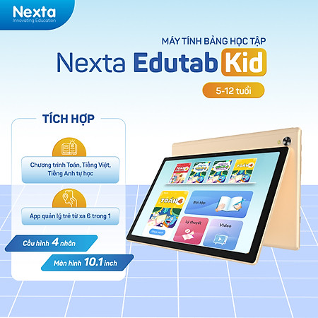 Máy tính bảng học tập thông minh Nexta Edutab Kid cho bé từ 5-8 tuổi - quản lý thời gian cho trẻ - 1 đổi 1 trong vòng 30 ngày, bảo hành 12 tháng