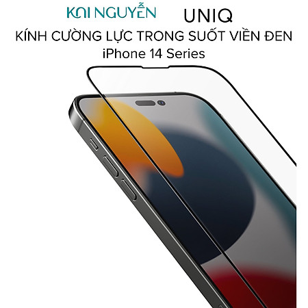 Kính Cường Lực Trong Suốt UNIQ OPTIX Vivid Clear Dành Cho iPhone 14 PRO MAX / 14 PRO / 14 PLUS / 14 / 13 Series, Viền Đen - Hàng Chính Hãng