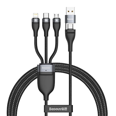Cáp sạc Baseus Flash Series Ⅱ PRO Two-for-three Charging Cable 100W, 1.2m, Fast Charging  U+C to M+L+C- Hàng Chính Hãng