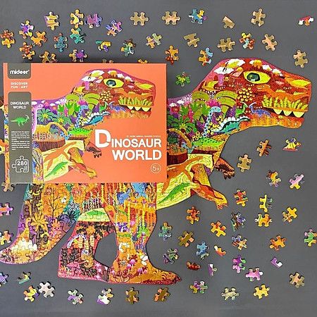 Bộ tranh xếp hình ghép hình puzzle Mideer 280 mảnh ghép 04 chủ đề - Thế giới khủng long - Vỏ sò cá heo - Voi khổng lồ và Tê giác