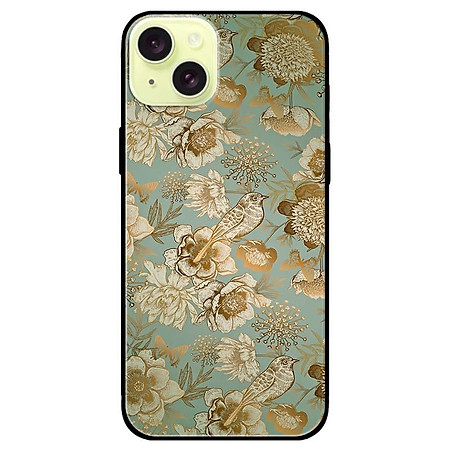 Ốp lưng dành cho Iphone 15 - Iphone 15 Plus - Iphone 15 Pro - Iphone 15 Pro Max - Hoa Chim Nền Xanh - Hàng Chính Hãng