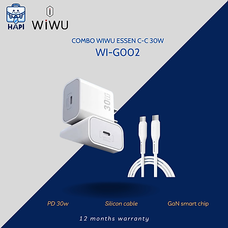 Combo sạc Type-C 30W hàng chính hãng WiWU Essen Wi-G008. Sạc nhanh kèm cáp sạc thích hợp dùng hàng ngày