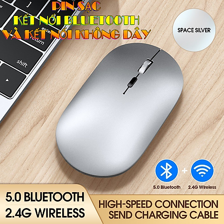Chuột Không Dây Bluetooth X2 đa năng,kết nối Bluetooth hoặc Wireless 2.4G, tĩnh âm, hỗ trợ laptop, máy tính bảng, điện thoại - Hàng chính hãng