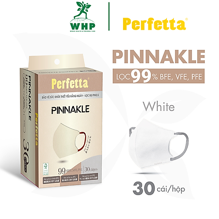 Khẩu Trang Cao Cấp Perfetta Pinnakle, Form 3D thời trang, 3 Lớp Kháng Khuẩn, Quai Đeo Thun Bông, Lớp Trong Mềm Mịn (30 cái/hộp)
