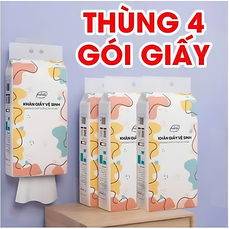 Khăn giấy treo tường 1280 tờ/4 lớp Topgia dạng rút tiện lợi cao cấp, tiết kiệm, an toàn kèm móc treo (Thùng 4 gói) 157x175cm