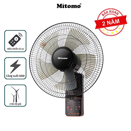 Quạt treo tường điều khiễn từ xa remote Mitomo FTT-60 hàng chính hãng