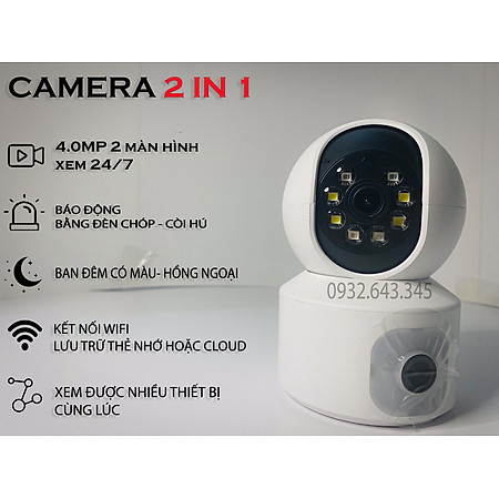 CAMERA 2 MẮT TRONG NHÀ YOOSEE YS2304 - 4.0MPX KẾT NỐI WIFI, XOAY 360 ĐỘ, ĐÀM THOẠI 2 CHIỀU - Hàng Chính Hãng
